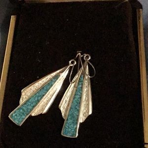 southwestern, Silver and turquoise earrings